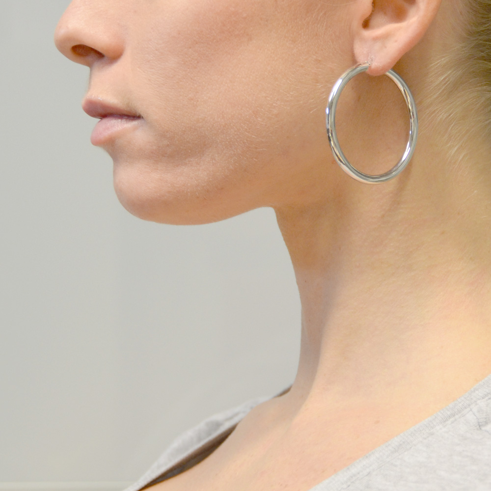 Set Di 4 Orecchini A Cerchio Grandi: 30, 40, 50, 60 Mm, Eleganti E Lucidi, Gioielli Regalo Per Donna