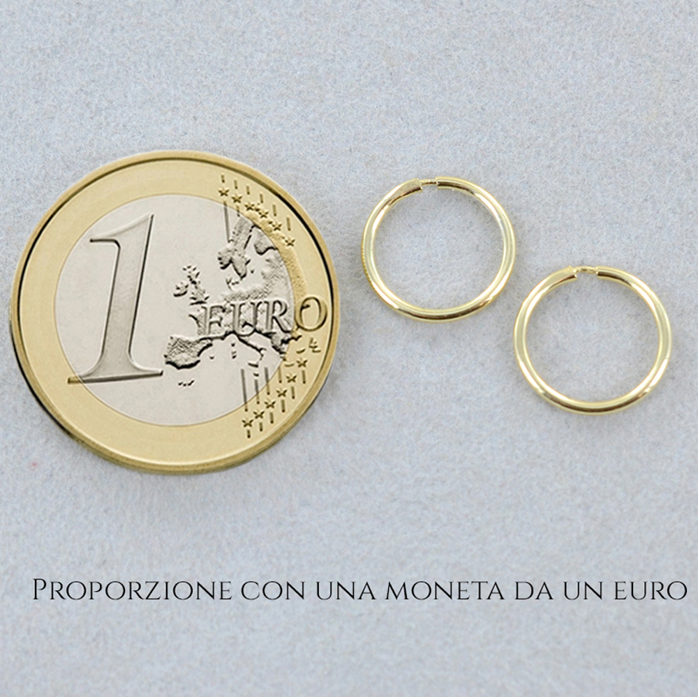 Orecchini A Cerchio Sottili Vintage In Oro Giallo 14k - Gioielli - Foto 3