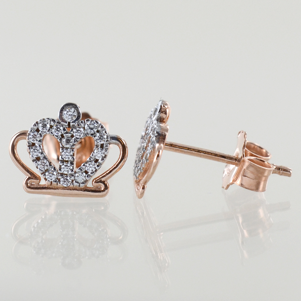 Vinani Orecchini Rana Con Corona In Argento Sterling 925 Placcato Oro - Con Zirconi Champagne - Gioielli Di Qualità Tedesca, Ipoallergenici