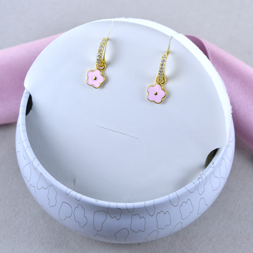 Orecchini Nanan a cerchio con fiore rosa e zirconi NAN0479