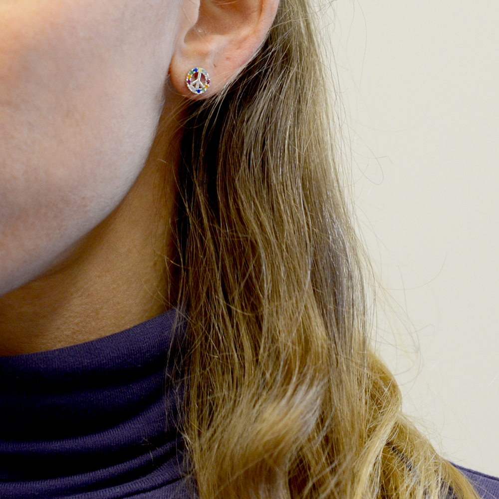 Laimons Orecchini Donna Peace In Argento 925 Con Zirconi - Diametro 10mm, Lucidi, Confezione Regalo