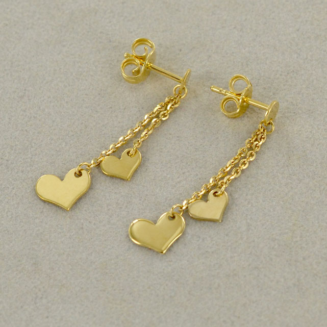 Taglio cuore aperto con pendenti rondine orecchini pendenti in oro – 60 mm L