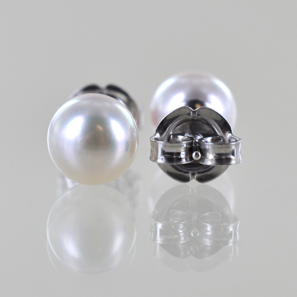Orecchini A Bottone In Perle Akoya Grigie Naturali 11-12mm - Argento Placcato, Chiusura A Vite