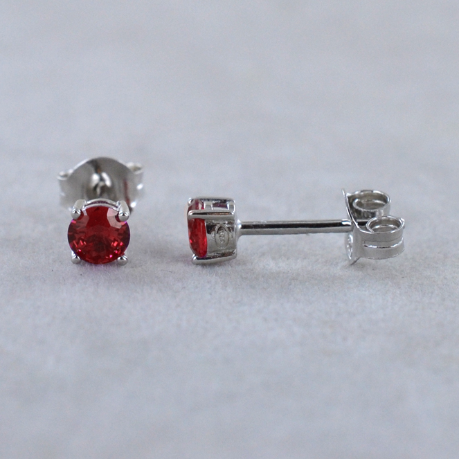 Orecchini Punto Luce Argento 925 Con Cristalli Rossi 2 Mm - DTPsilver, Gioielli Colorati Donna